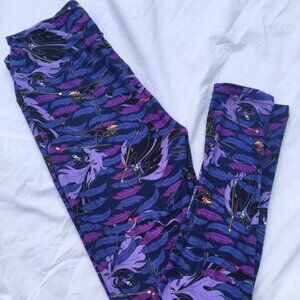 Disney OS One Size Leggings LulaRoe Maleficent Crow Villains Feathers Purple